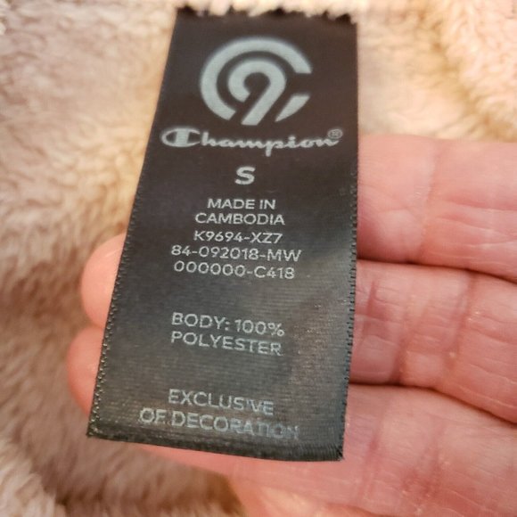 Champion Womens Sweatshirt Small Blush Pink Fleece Fuzzy Mock Neck Pullover - Picture 8 of 11